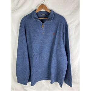 Polo Ralph Lauren Blue 1/4 Zip Pullover Sweater Mens Size XXL Golf Preppy